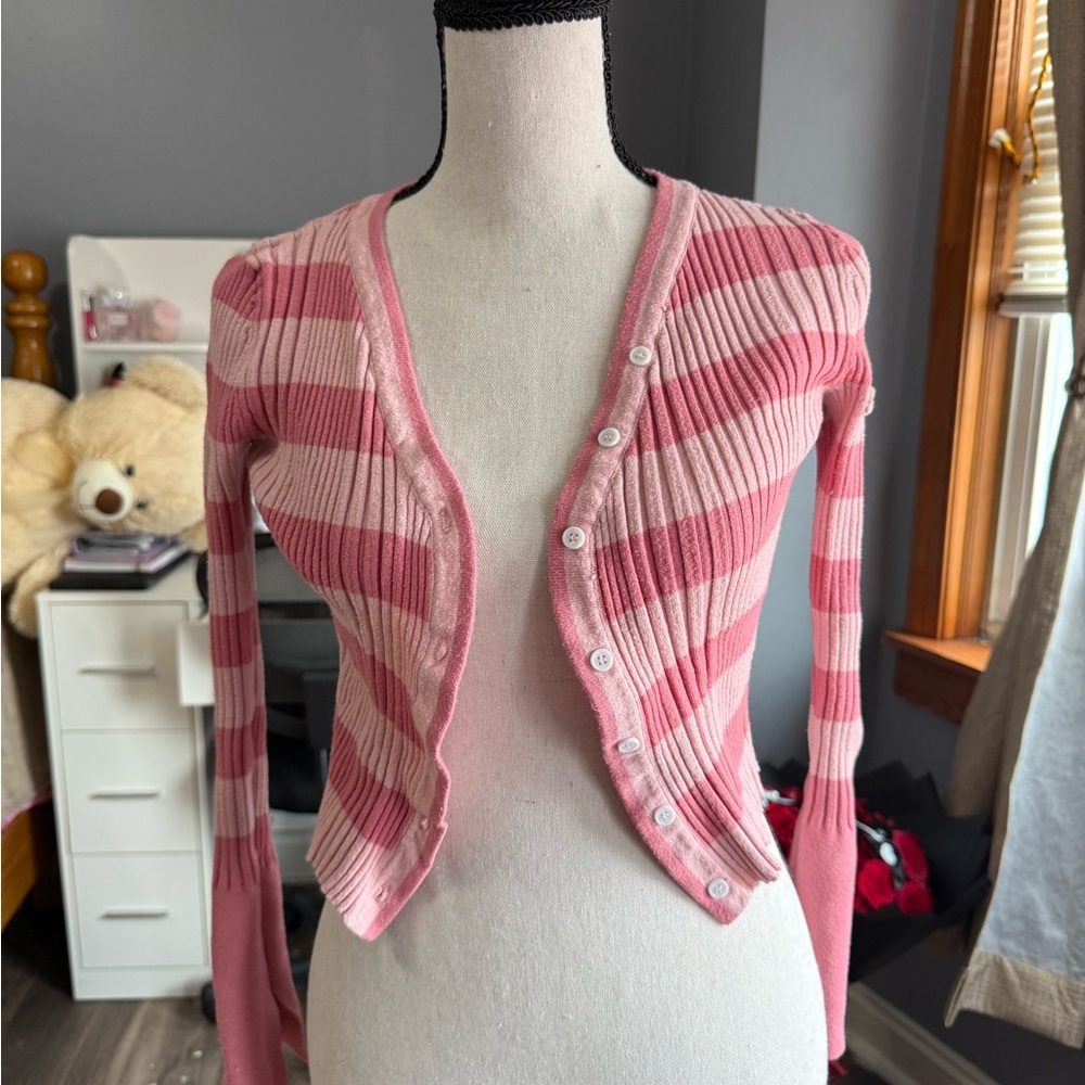 Pink Striped Cardigan Dazy size S